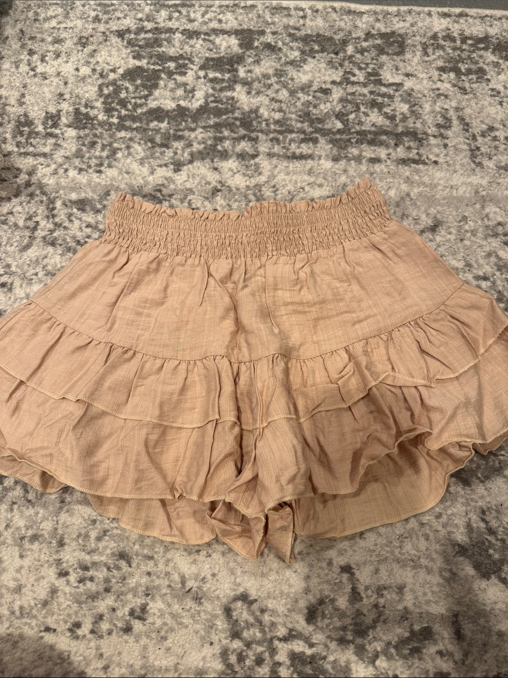 SHEIN Beige Ruffled Tiered Mini Skirt